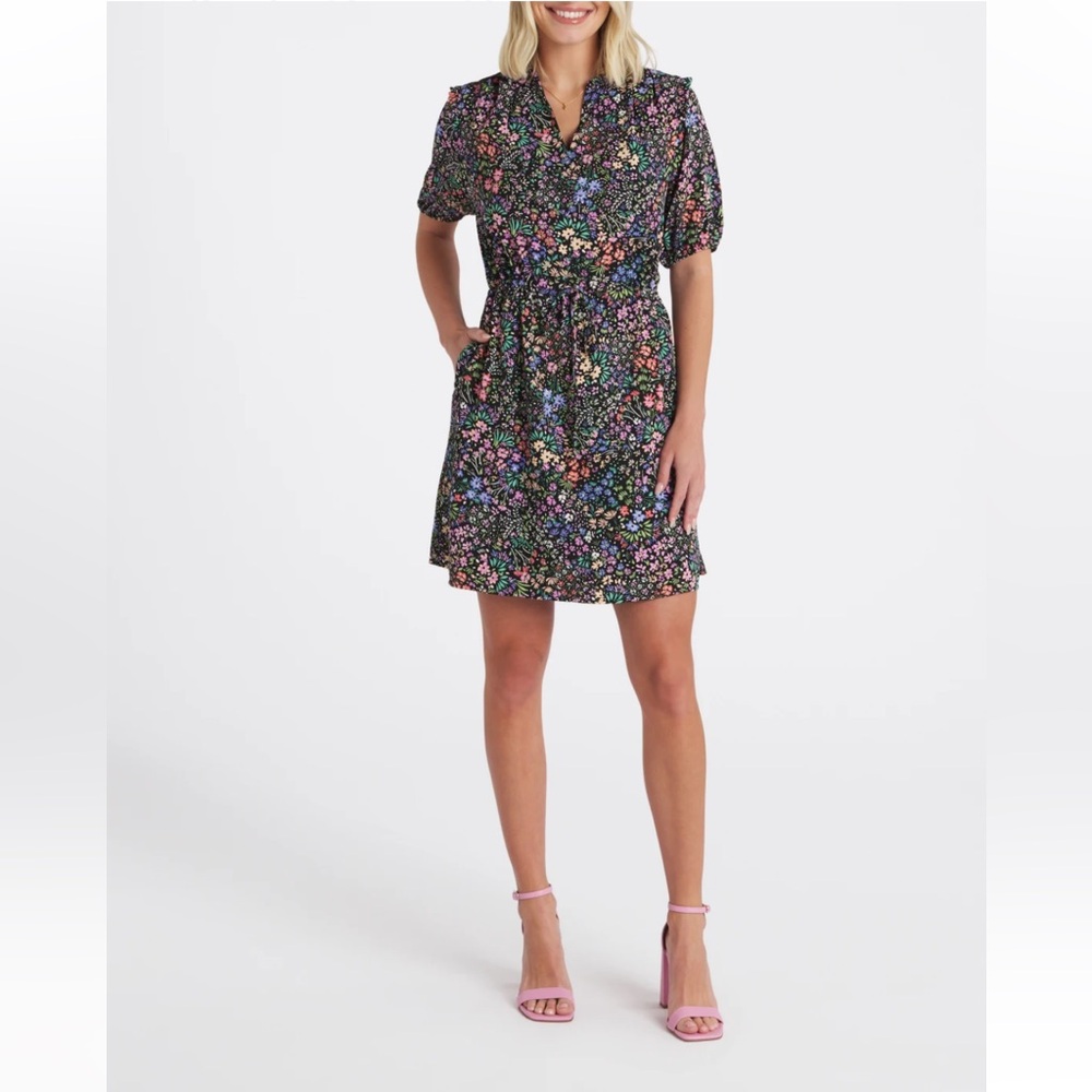 41 HAWTHORN Milania Short Sleeve Floral Black Dress - XL